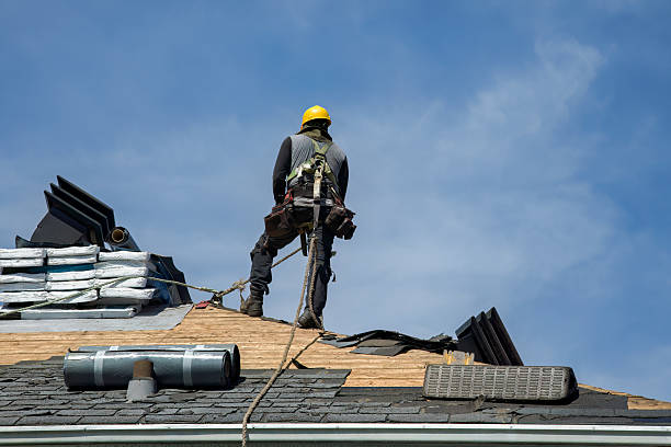 Professional Gutter Installation technician working in Brooktondale, NY